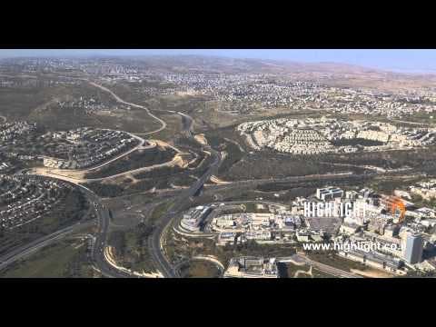 AJ4K 064 Aerial 4K footage of Jerusalem. From the south: Jerusalem highways near Har Hotzvim