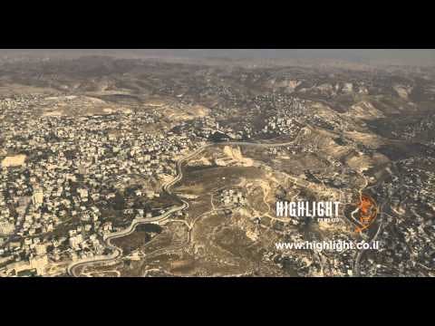 AJ4K 034 - Aerial 4K footage of Jerusalem: separation wall in East Jerusalem, Juaean Desert