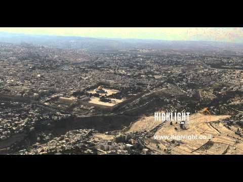 AJ4K_018 - Aerial 4K footage of Jerusalem: The old city from the south east, with Mt. Olives