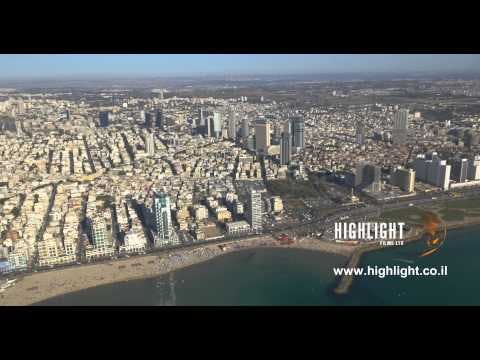 AT4K 012 Aerial 4K stock footage - South Tel Aviv Coastline