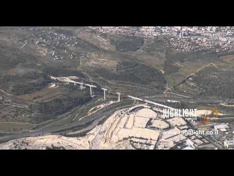 AJ4K 062  Aerial 4K footage of Jerusalem: Route 1 and the new bridge in the entrance to Jerusalem