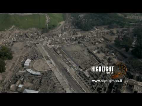 DN4K 018 G Israel stock footage: 4K drone aerial footage of Beit She'an archaeological park, Israel