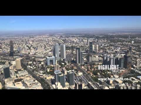 AT4K 006 - Aerial 4K stock footage - Central Tel Aviv, Azrieli Towers, Ayalon Highway