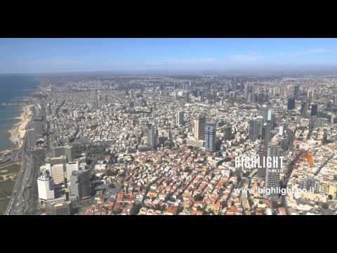 AT4K 003 - 4K stock footage of Tel Aviv: a panoramic view of the Tel Aviv city center and coast line