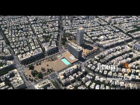 AT4K 005 - Aerial 4K stock footage - North Tel Aviv and Rabin Square
