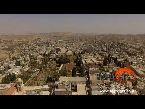 DB4K 021 - Stock footage store: High altitude 4K aerial view of the Church of Nativity and Bethlehem