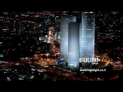 T 014 Israel Footage library: Tel Aviv footage - Zoom out form central Tel Aviv at night
