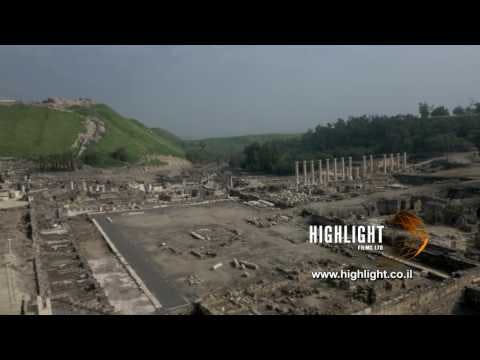 DN4K 019 G Israel stock footage: 4K drone aerial footage of Beit She'an archaeological park
