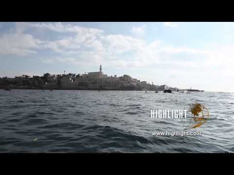 T 061 Israel Footage library: Tel Aviv footage - Open shot of Jaffa coast line, filmed from the sea
