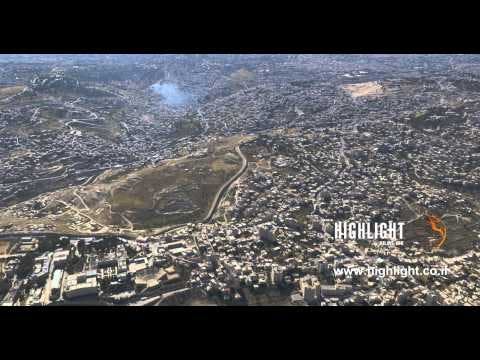 AJ4K 027 - Aerial 4K footage of Jerusalem: the security wall east of Jerusalem