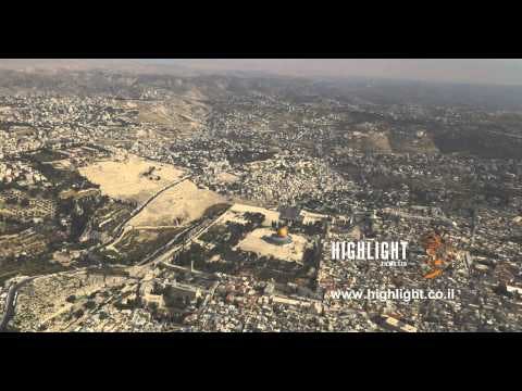 AJ4K_016 - Aerial 4K footage of Jerusalem: The old city quarters with Mt. Olives and villages