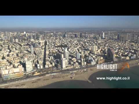 AT4K 008: Aerial 4K stock footage - Tel Aviv coastline and cityscape