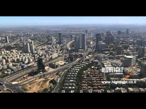 AT4K 010 - aerial stock footage - Ayalon Highway and Azrieli Towers