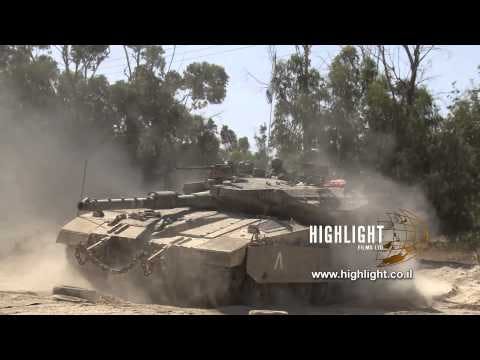 TZE 018 Stock footage Israel, Operation Protective Edge 2014: Tanks and armored carriers on the move