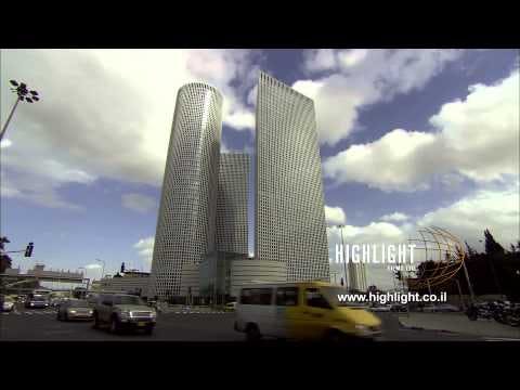 T 019 Israel Footage library: Tel Aviv footage - Fast motion traffic near Azrieli Towers.