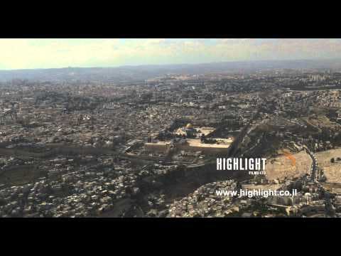 AJ4K_021 - Aerial 4K footage of Jerusalem: A long shot of the Old City of Jerusalem form the south
