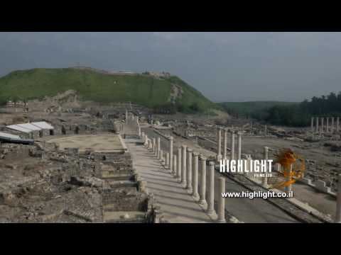 DN4K 020 G Israel stock footage: 4K drone aerial footage of Beit She'an archaeological park