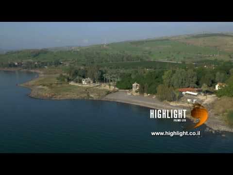 DN4K 004 G Israel stock footage: 4K drone aerial footage of Sea of Galilee near Tabgha