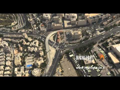 AJ4K 059 Aerial 4K footage of Jerusalem:  the city entrance and Calatrava string bridge