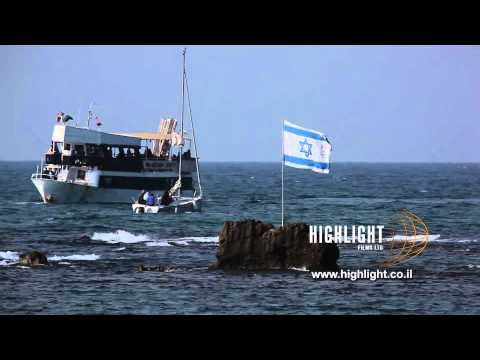 T 054 Israel Footage library: Tel Aviv footage - boats near the Tel Aviv coast