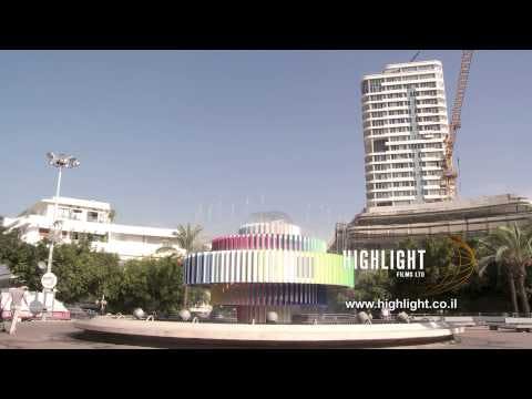 T 050 Israel Footage library: Tel Aviv footage - open shot of Dizengoff Square