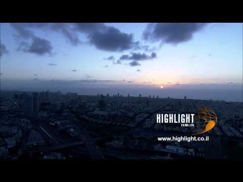 T 009 Israel Footage library: Tel Aviv footage - Sunset over Tel Aviv skyline