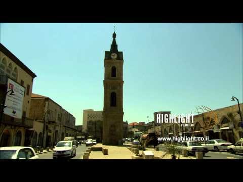 T 024 Israel Footage library: Tel Aviv footage - Traffic in a Jaffa Yephet St. and Jaffa watch tower