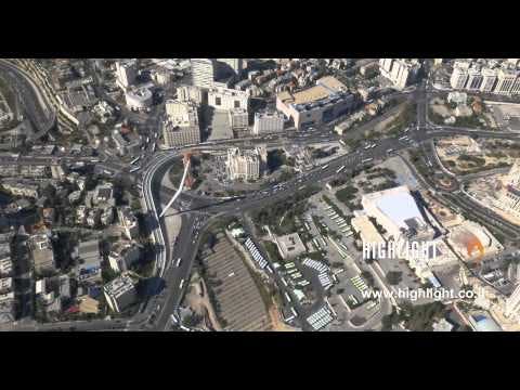 AJ4K 055 Aerial 4K footage of Jerusalem: circling Calatrava bridge in the entrance to Jerusalem